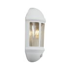 Ansell LED Wandleuchte Latina Halb Laterne Weiß - Geeignet für E27 Bis Zu 42W | IP65 - Bewegungs- und Lichtsensor