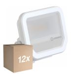 Mehrfachpackung 12x Ledvance LED-Scheinwerfer Aluminium Weiß 8W 1100lm 100D - 830 Warmweiß | IP66 - Symmetrisch