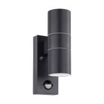 Eglo Wandleuchte Riga 5 Stahl Anthrazit 2W 250lm - 830 Warmweiß | IP44 - Bewegungssensor